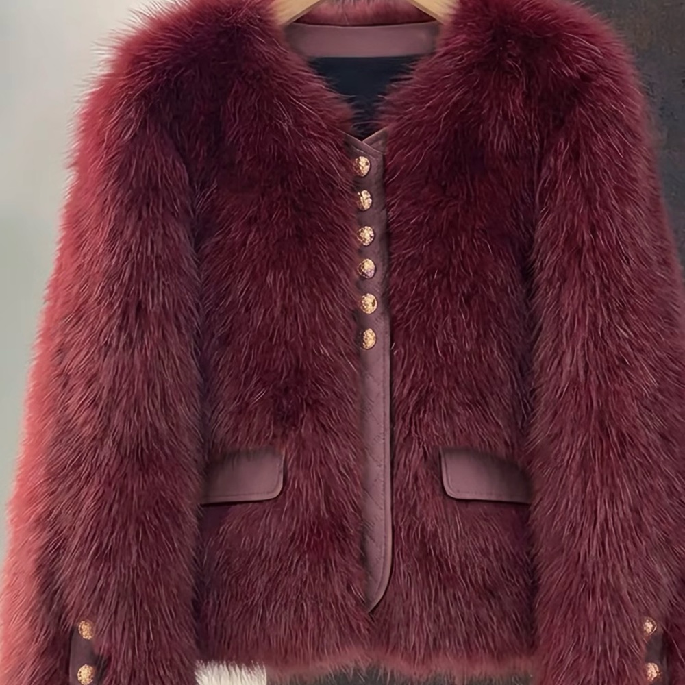 NWT Elegant Burgundy Faux Fur Jacket Chic and very soft fur.